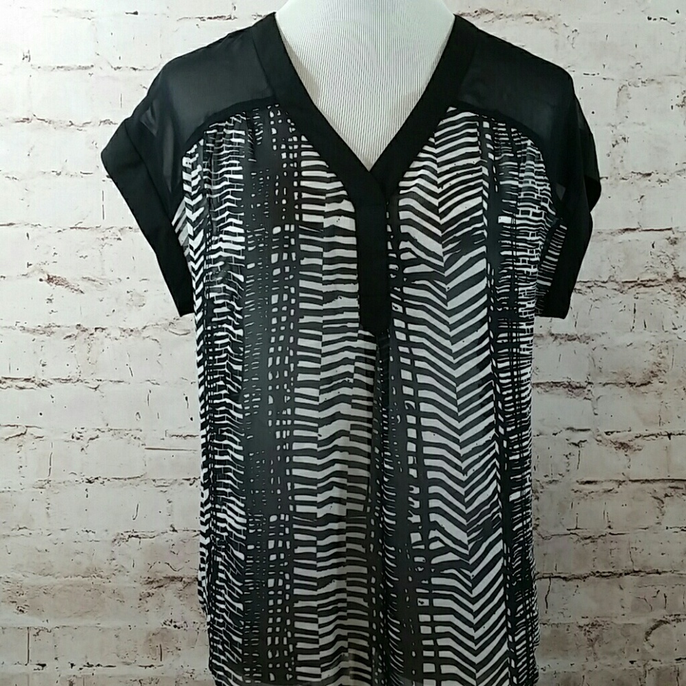 Daniel Rainn sheer short sleeves women's top, Nwt